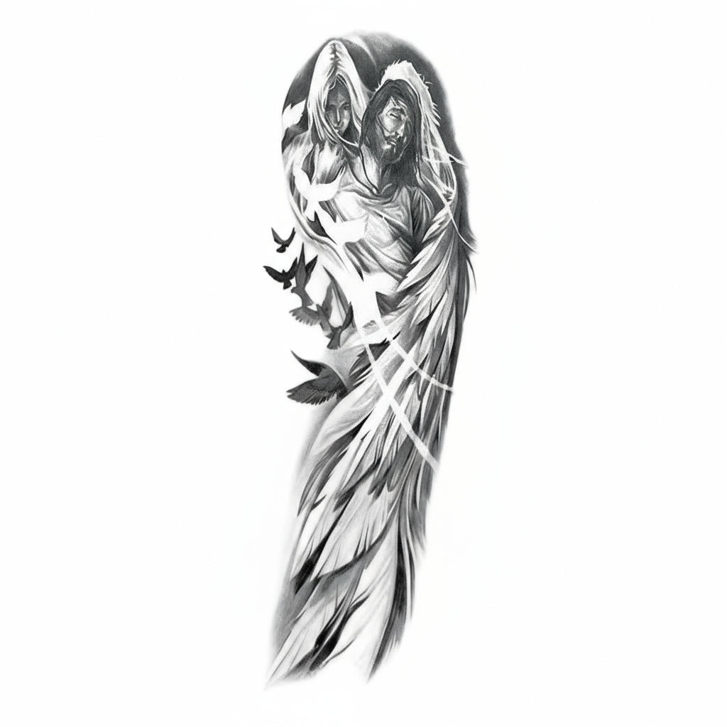 Temporary Arm Sleeve Tattoo (Waterproof) - CHRISTIAN WING DESIGN