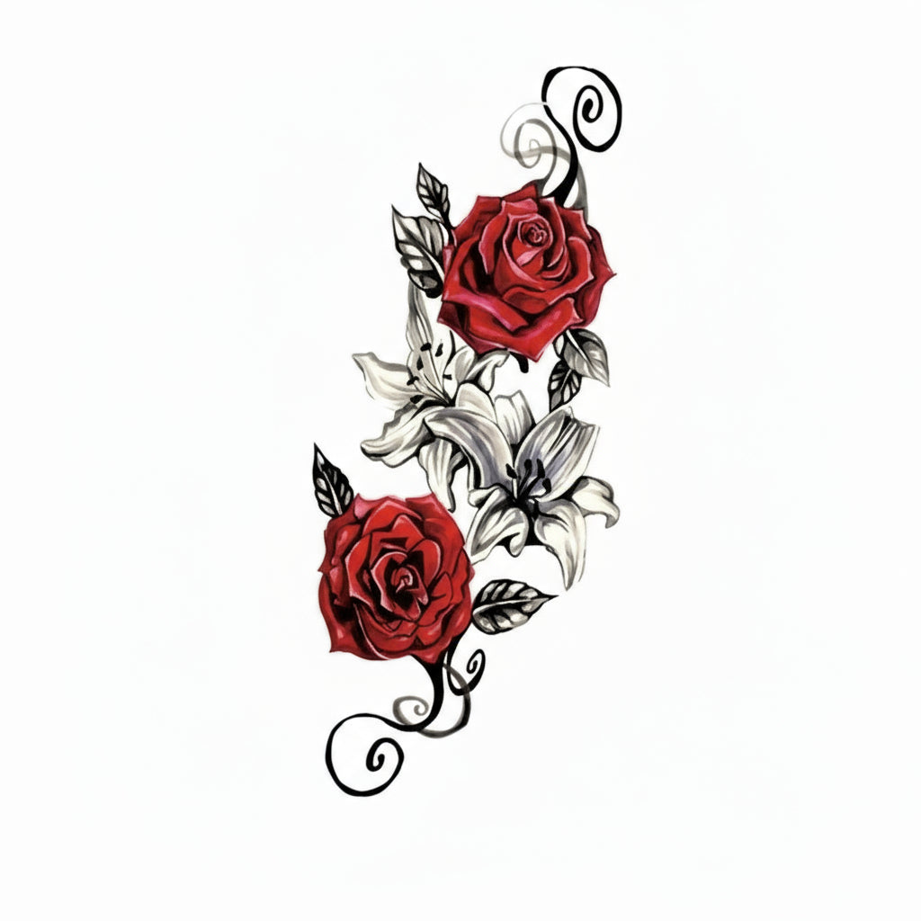 Temporary Rose Design Tattoo (Waterproof)