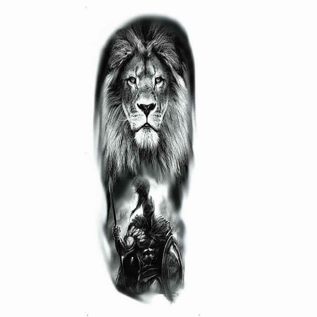 Temporary Arm Sleeve Tattoo (Waterproof) - LION GLADIATOR DESIGN