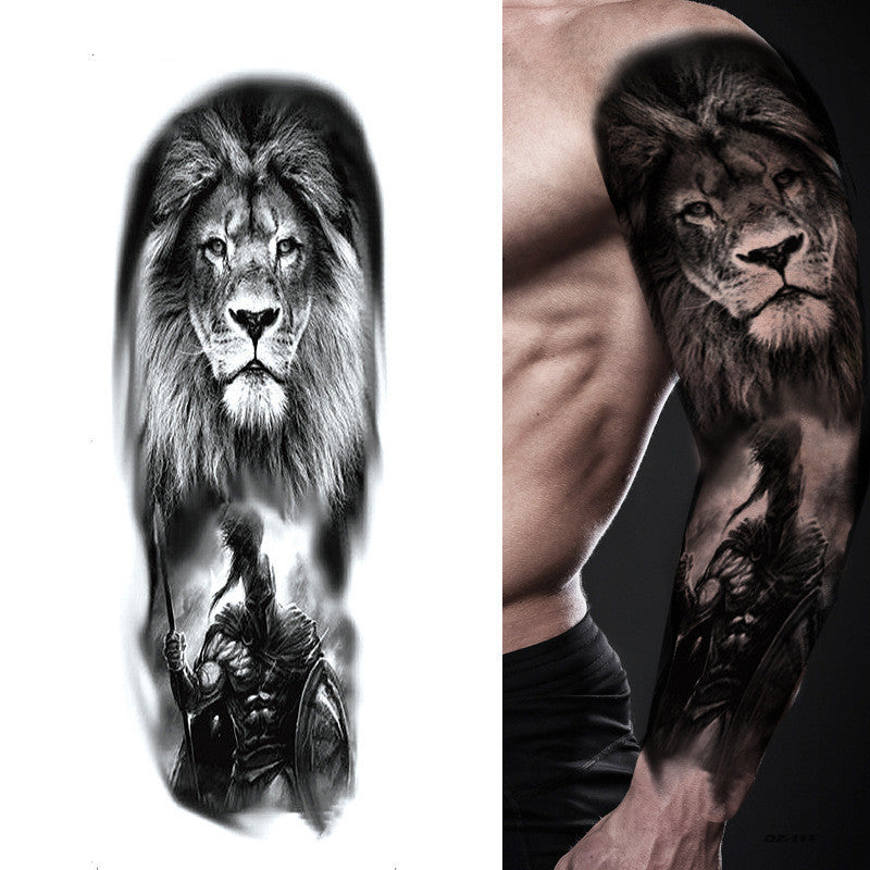 Temporary Arm Sleeve Tattoo (Waterproof) - LION GLADIATOR DESIGN